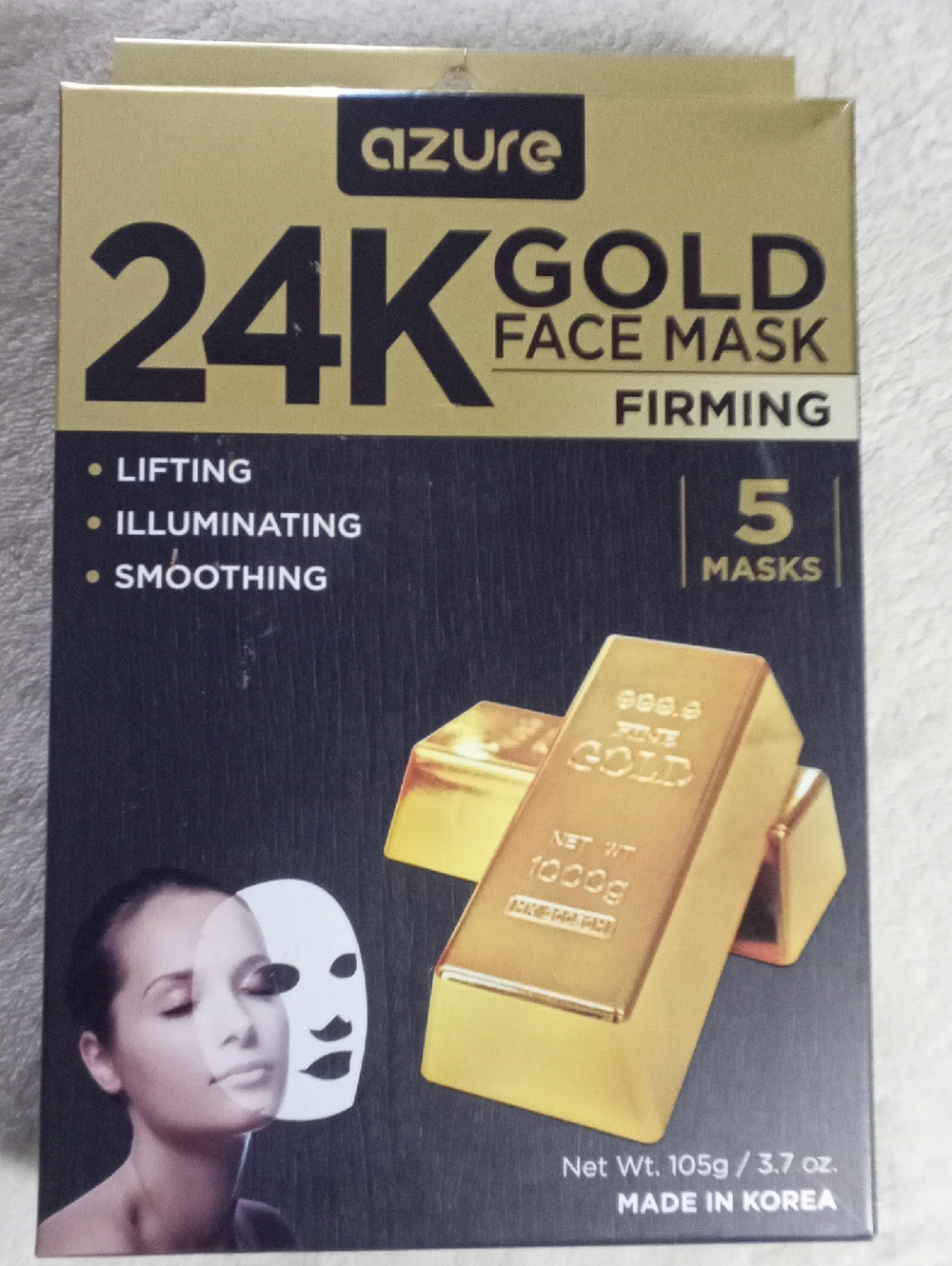 AZURE 24K GOLD 5 PACK OFF FACE MASK - FIRMING BLACK AND GOLD! NEW!!